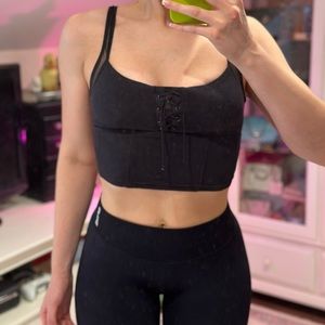 Free People cropped corset-back cropped tank